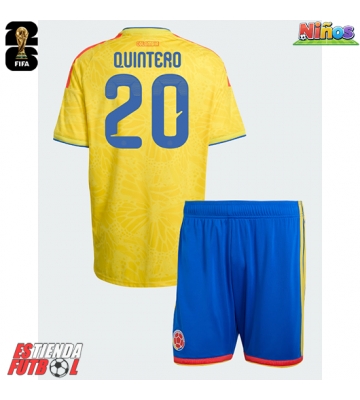Colombia Juan Fernando Quintero #20 Primera Equipación Niños Mundial 2026 Manga Corta (+ Pantalones cortos)